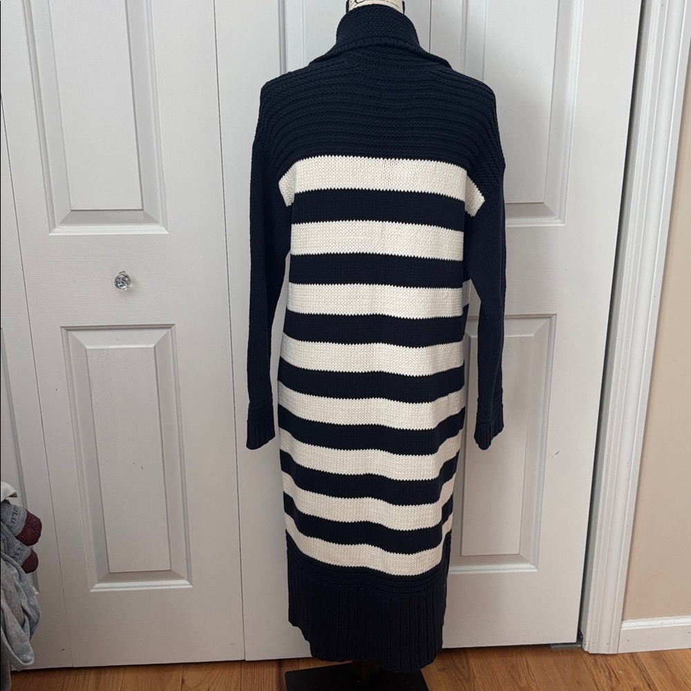 Anthropologie Maeve Navy White Nautical toggle knit long cardigan sz small - Picture 7 of 9